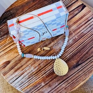 Plunder Designs Retired Boardwalk Beaded Necklace w Gold accents, NIB